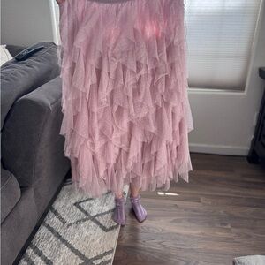 Elegant Pink Layered Skirt